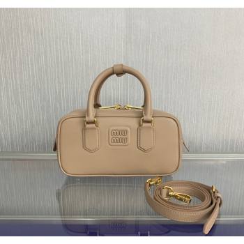 Miu Miu Arcadie Leather top handle bag with Tone-to-Tone Logo Beige 2024 5BB142 (LN-24103103)