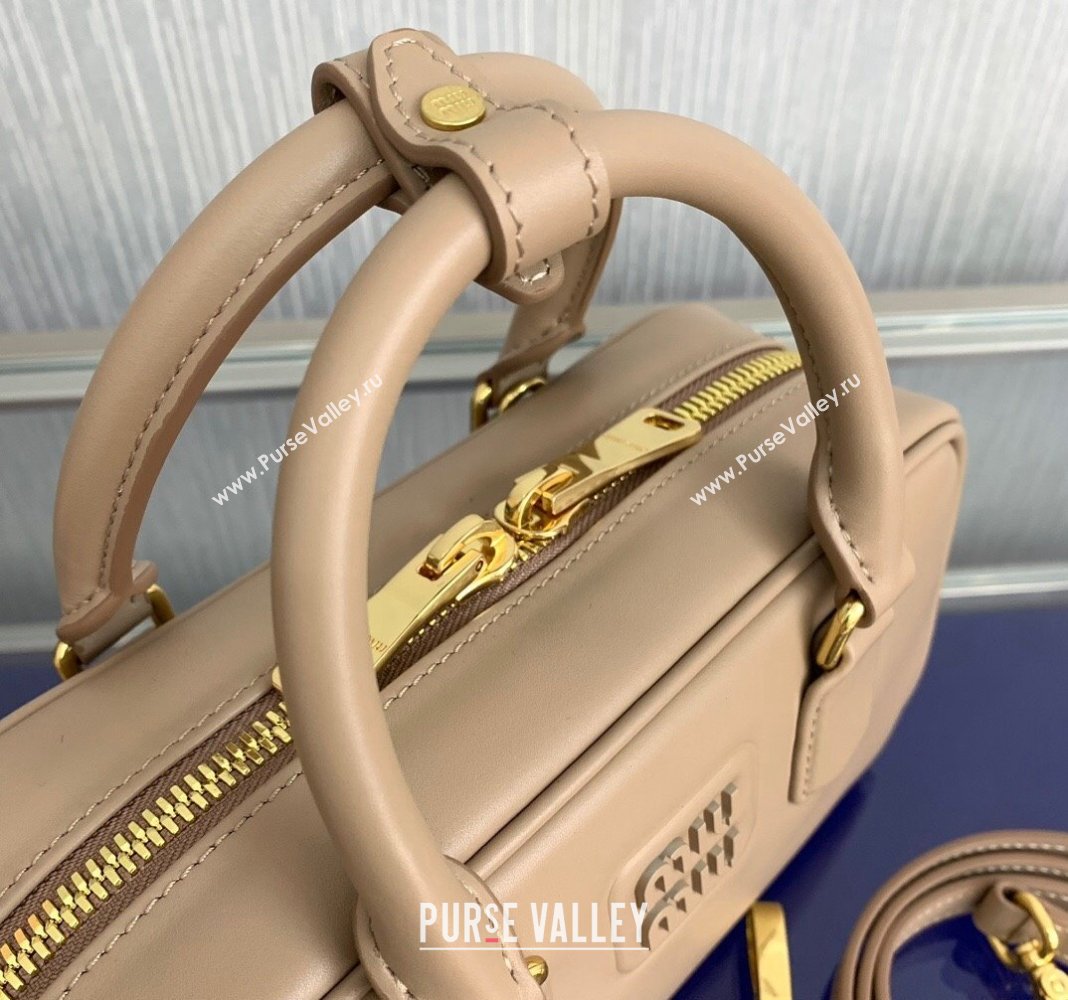 Miu Miu Arcadie Leather top handle bag with Tone-to-Tone Logo Beige 2024 5BB142 (LN-24103103)