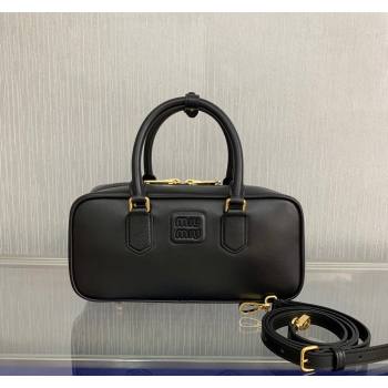 Miu Miu Arcadie Calf Leather top handle bag with Tone-To-Tone Logo Black 2024 5BB148 (LN-24103019)