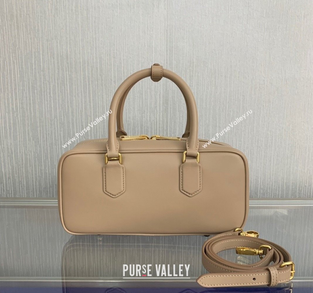 Miu Miu Arcadie Calf Leather top handle bag with Tone-To-Tone Logo Light Beige 2024 5BB148 (LN-24103020)