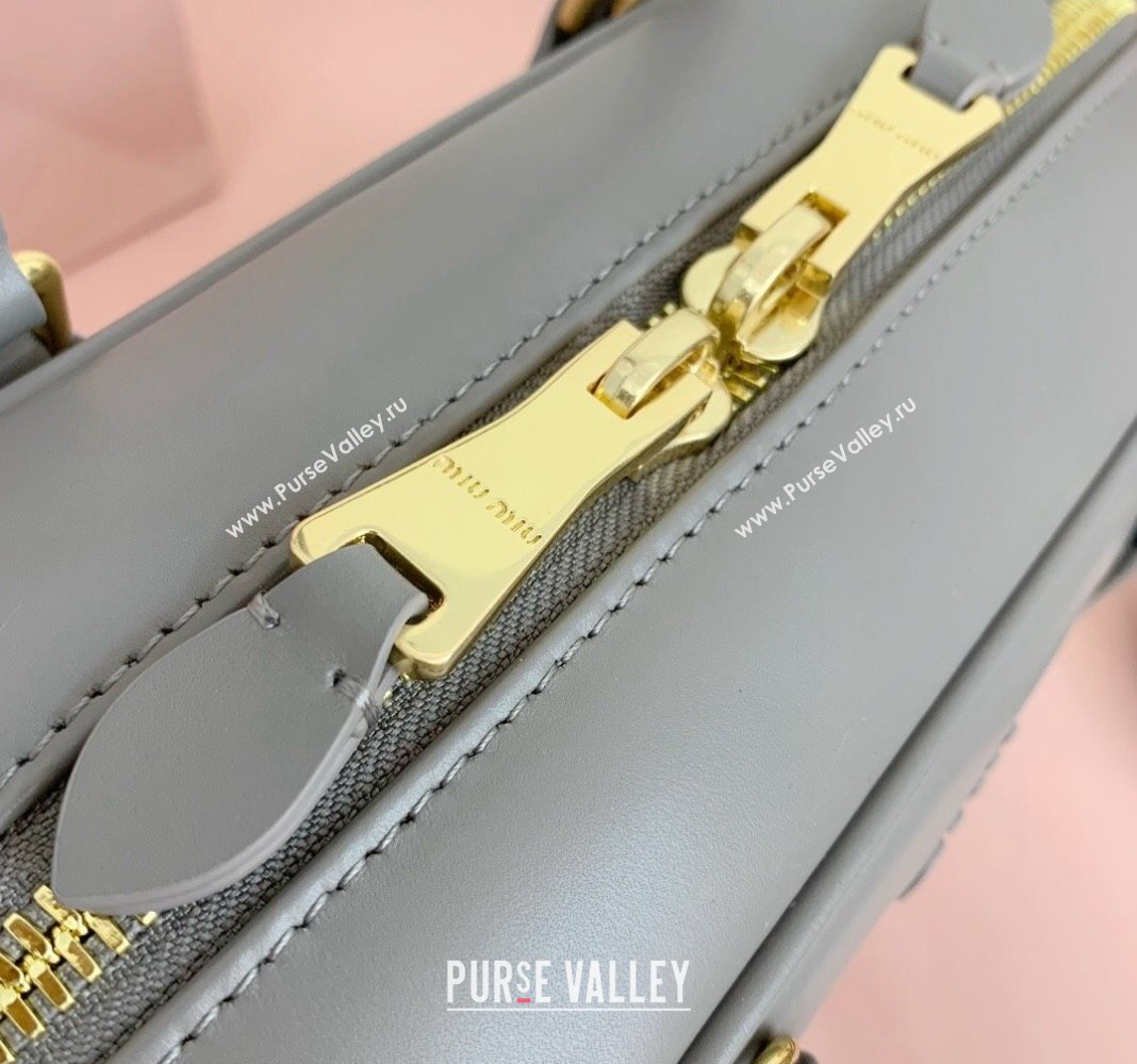 Miu Miu Arcadie Calf Leather top handle bag with Tone-To-Tone Logo Grey 2024 5BB148 (LN-24103021)