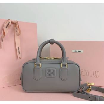 Miu Miu Arcadie Calf Leather top handle bag with Tone-to-Tone Logo Grey2 2024 5BB142 (LN-24103016)