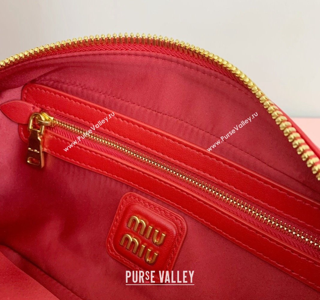 Miu Miu Arcadie Matelasse Nappa Leather top handle bag with Gold-Tone Logo Red 2024 5BB142 (LN-24103040)