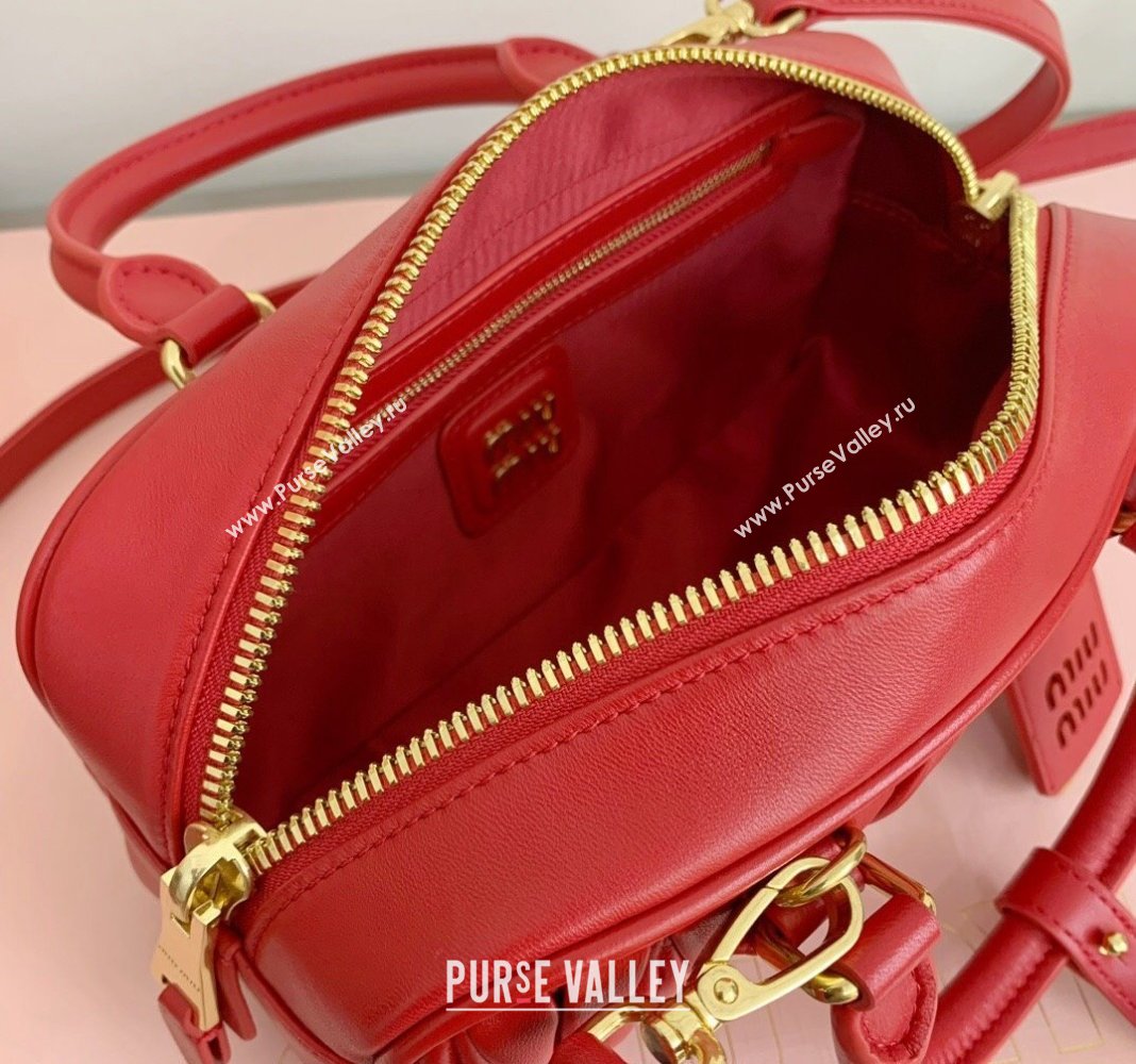 Miu Miu Arcadie Matelasse Nappa Leather top handle bag with Gold-Tone Logo Red 2024 5BB142 (LN-24103040)