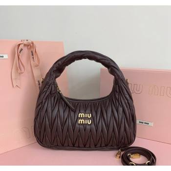 Miu Miu Wander Matelasse Nappa Leather Medium Hobo bag 5BC153 Briarwood Brown 2024 (LN-24103095)