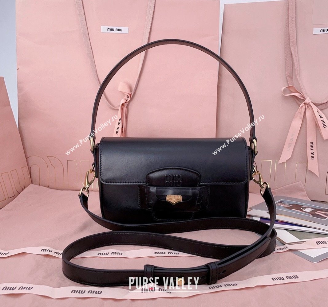 Miu Miu Penny leather shoulder bag Black 2024 5BD270 (JD-241031001)