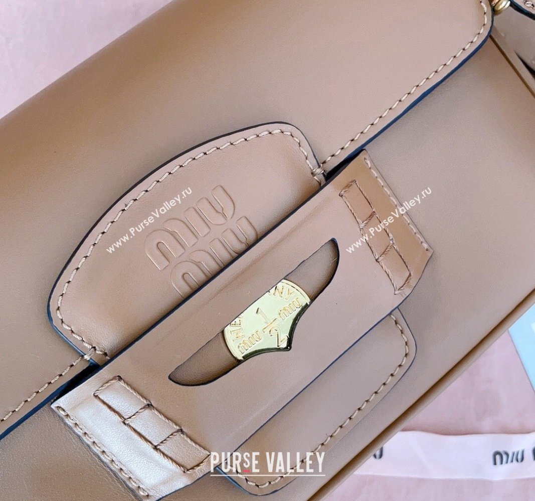 Miu Miu Penny leather shoulder bag Tan Brown 2024 5BD270 (JD-241031002)