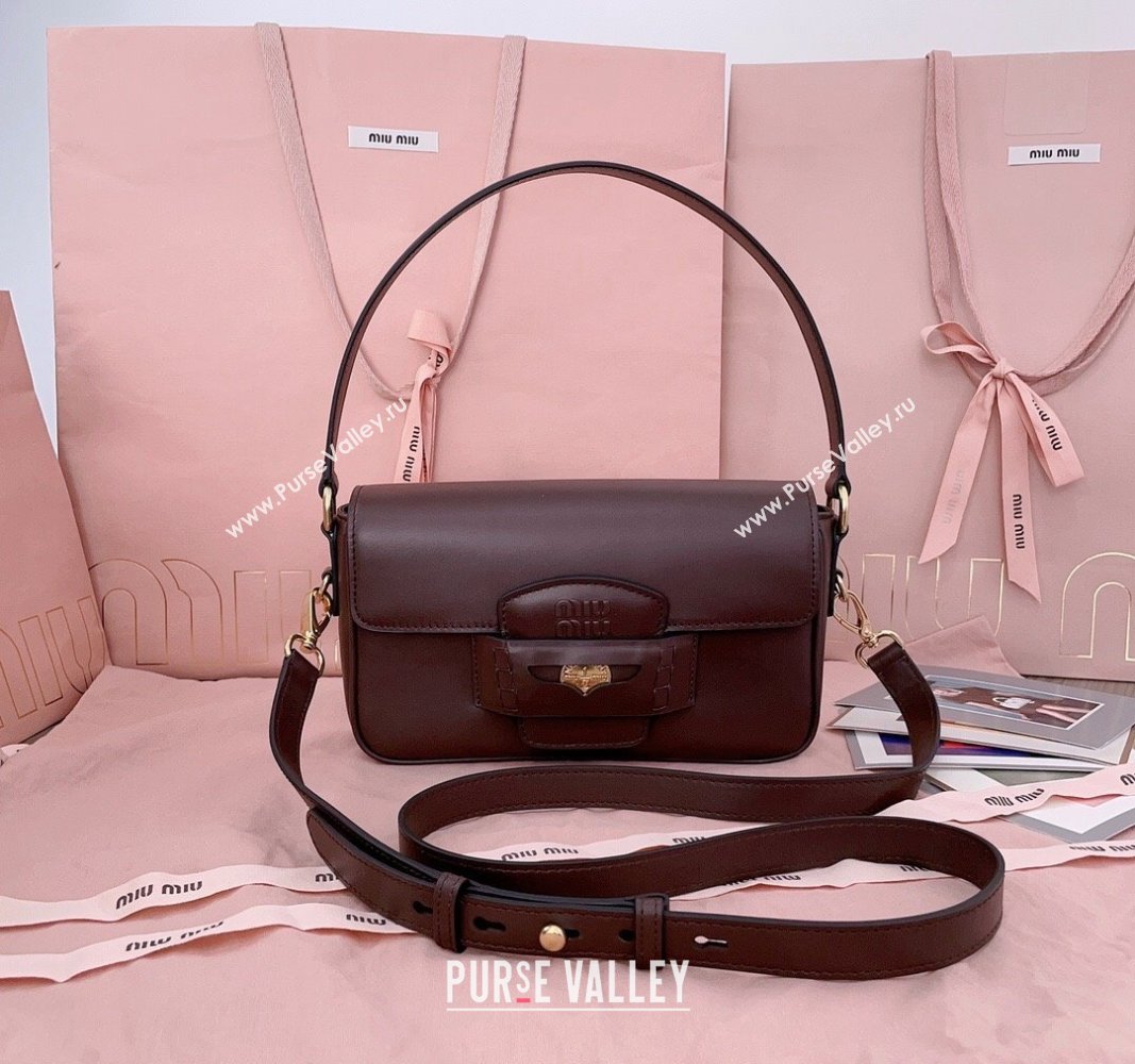 Miu Miu Penny leather shoulder bag Briarwood Brown 2024 5BD270 (JD-241031003)