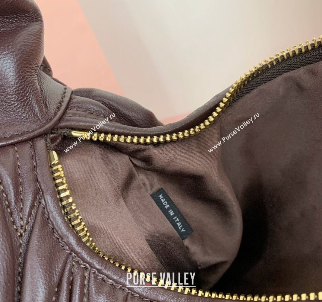 Miu Miu Wander Matelasse Nappa Leather Medium Hobo bag 5BC153 Briarwood Brown 2024 (LN-24103095)