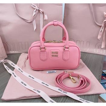 Miu Miu Arcadie Calf Leather top handle bag with Gold-Tone Logo Light Pink 2024 5BB142 (JD-24103015)