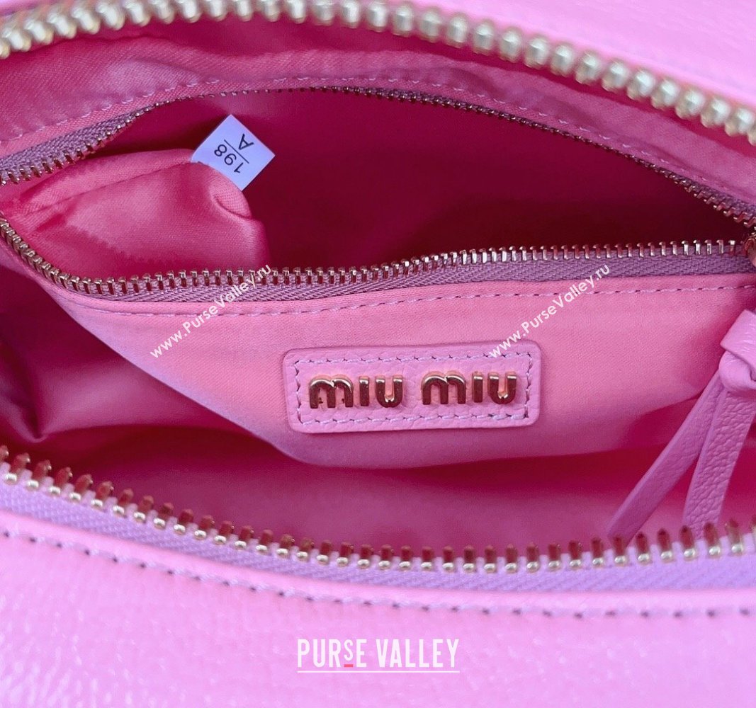 Miu Miu Arcadie Calf Leather top handle bag with Gold-Tone Logo Light Pink 2024 5BB142 (JD-24103015)