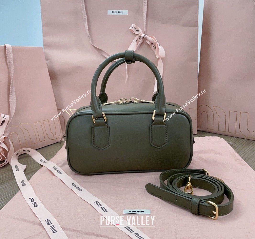 Miu Miu Arcadie Calf Leather top handle bag with Tone-to-Tone Logo Green 2024 5BB142 (JD-24103010)