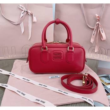 Miu Miu Arcadie Calf Leather top handle bag with Tone-to-Tone Logo Red 2024 5BB142 (JD-24103011)