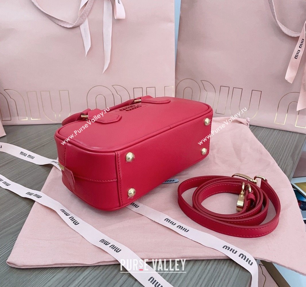 Miu Miu Arcadie Calf Leather top handle bag with Tone-to-Tone Logo Red 2024 5BB142 (JD-24103011)