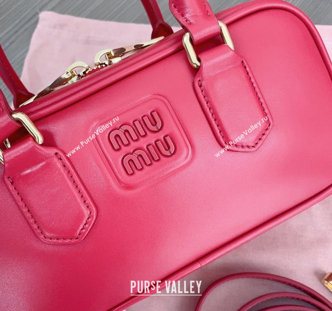 Miu Miu Arcadie Calf Leather top handle bag with Tone-to-Tone Logo Red 2024 5BB142 (JD-24103011)