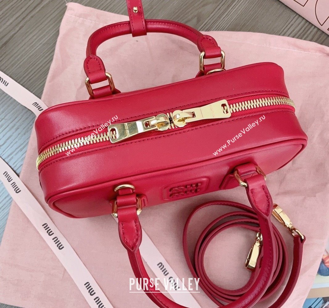 Miu Miu Arcadie Calf Leather top handle bag with Tone-to-Tone Logo Red 2024 5BB142 (JD-24103011)