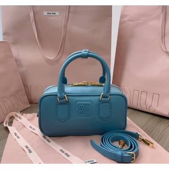 Miu Miu Arcadie Calf Leather top handle bag with Tone-to-Tone Logo Blue 2024 5BB142 (JD-24103012)