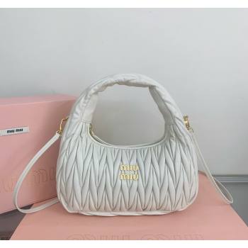 Miu Miu Wander Matelasse Nappa Leather Medium Hobo bag 5BC153 White 2024 (LN-24103098)