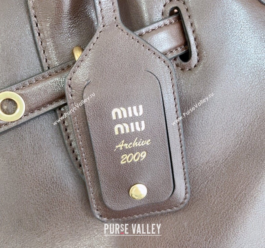 Miu Miu Aventure nappa leather tote bag Briarwood 2024 5BG291 (JD-241031007)