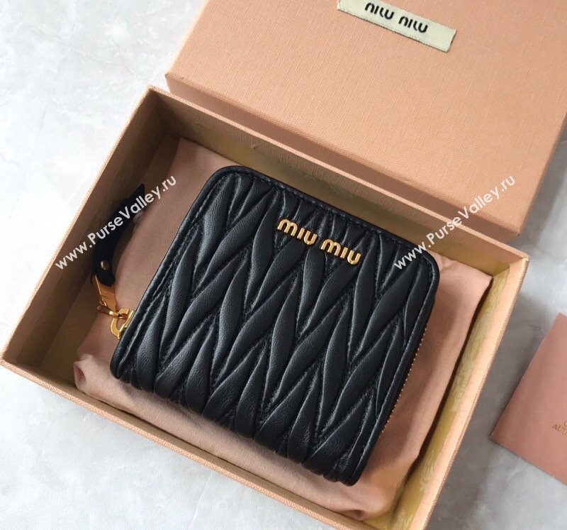 Miu Miu Matelasse Leather Small Wallet Black 2024 5MO522 (JD-241031009)