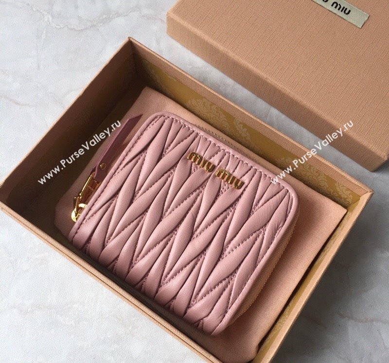 Miu Miu Matelasse Leather Wallet Light Pink 2024 5MO522 (JD-241031010)