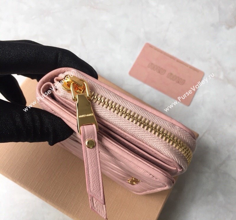 Miu Miu Matelasse Leather Wallet Light Pink 2024 5MO522 (JD-241031010)