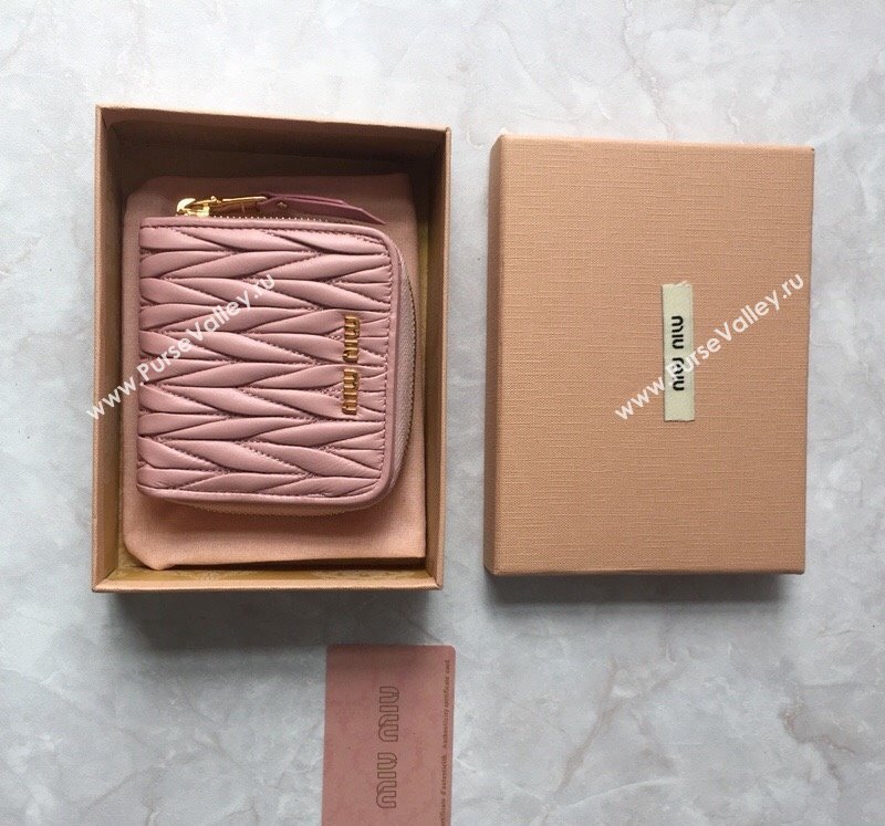 Miu Miu Matelasse Leather Wallet Light Pink 2024 5MO522 (JD-241031010)