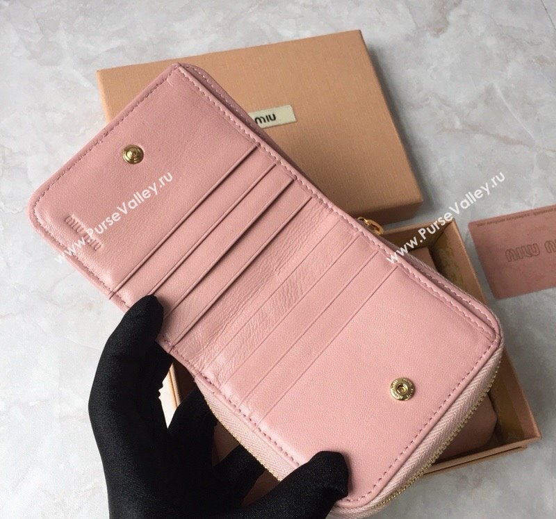 Miu Miu Matelasse Leather Wallet Light Pink 2024 5MO522 (JD-241031010)