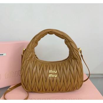 Miu Miu Wander Matelasse Nappa Leather Medium Hobo bag 5BC153 Light Brown 2024 (LN-24103100)