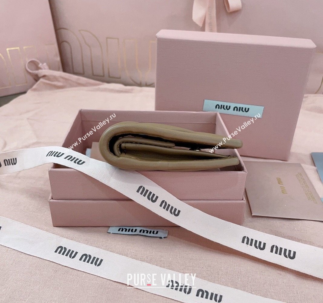 Miu Miu Matelasse Leather Small Wallet Dark Beige 2024 5MV204 (JD-241031012)