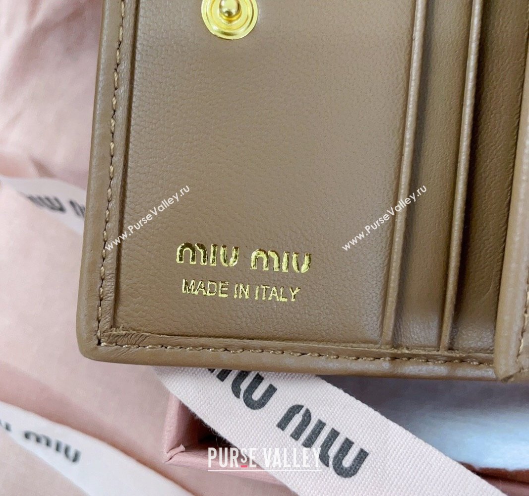 Miu Miu Matelasse Leather Small Wallet Dark Beige 2024 5MV204 (JD-241031012)