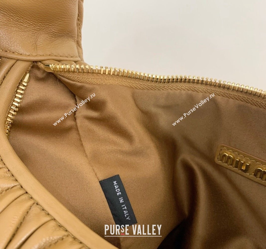 Miu Miu Wander Matelasse Nappa Leather Medium Hobo bag 5BC153 Light Brown 2024 (LN-24103100)