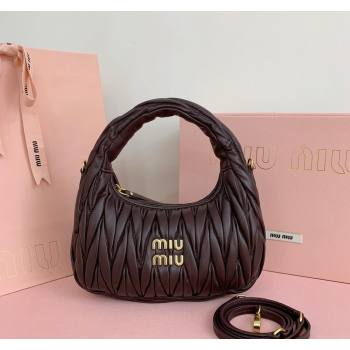 Miu Miu Wander Matelasse Nappa Leather Small Hobo bag 5BC125 Briarwood Brown 2024 (LN-24103082)