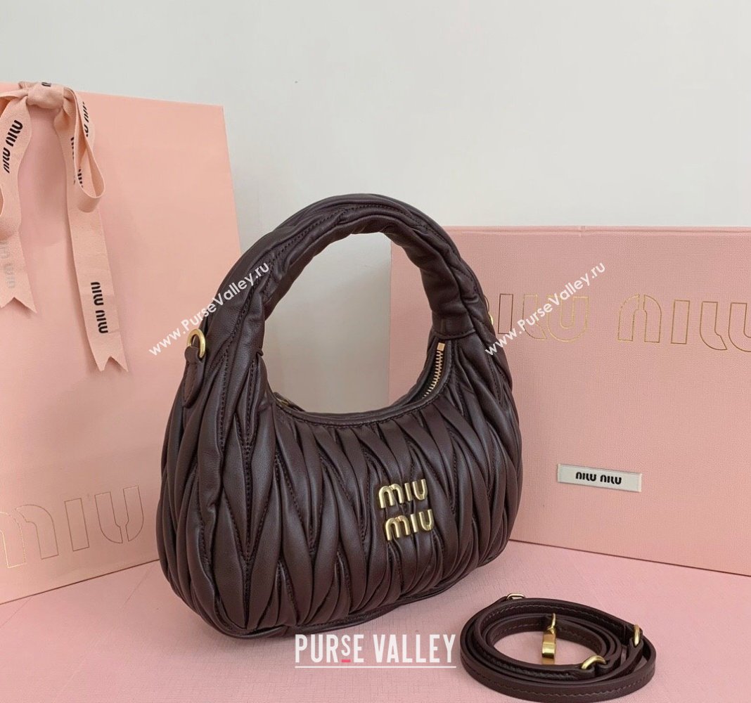 Miu Miu Wander Matelasse Nappa Leather Small Hobo bag 5BC125 Briarwood Brown 2024 (LN-24103082)