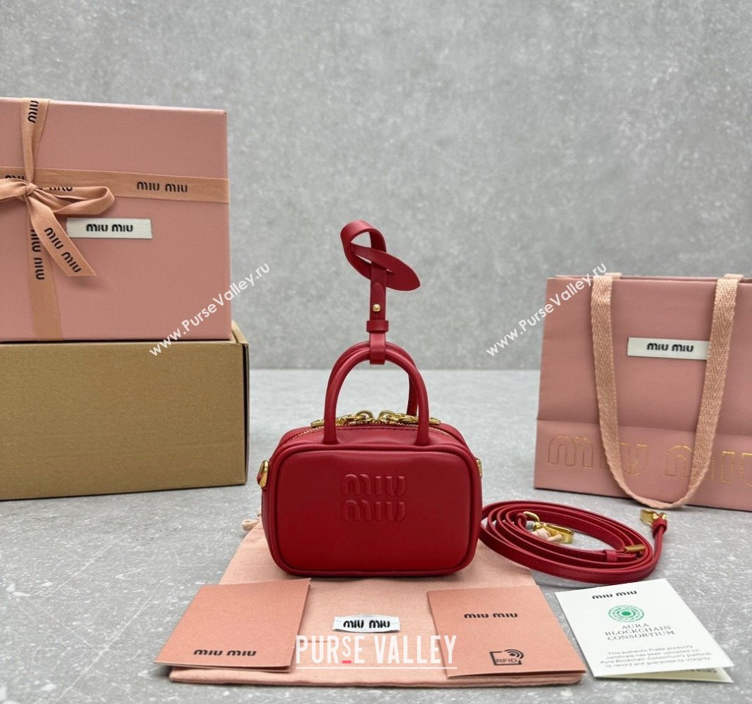 Miu Miu Leather micro bag Red 2024 5NR036 5692 (ningm-241031017)