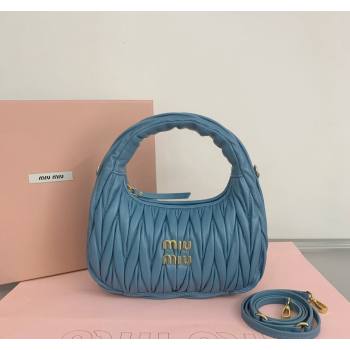 Miu Miu Wander Matelasse Nappa Leather Small Hobo bag 5BC125 Blue 2024 (LN-24103083)