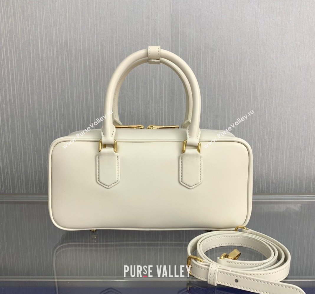 Miu Miu Arcadie Calf Leather top handle bag with Tone-To-Tone Logo Cream White 2024 5BB148 (LN-24103017)