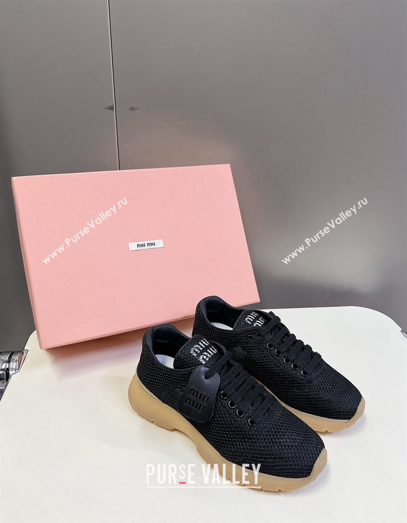 Miu Miu Mesh Sneakers with Logo Tag Black 2024 MM111406 (SS-241114051)