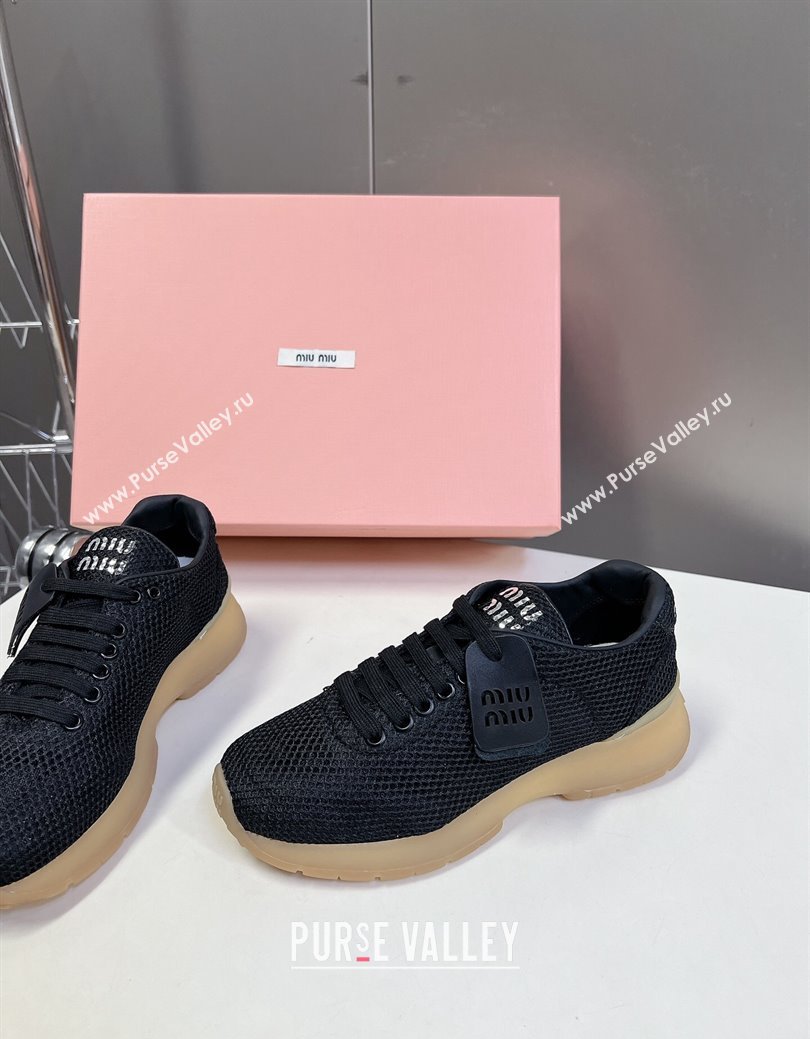 Miu Miu Mesh Sneakers with Logo Tag Black 2024 MM111406 (SS-241114051)