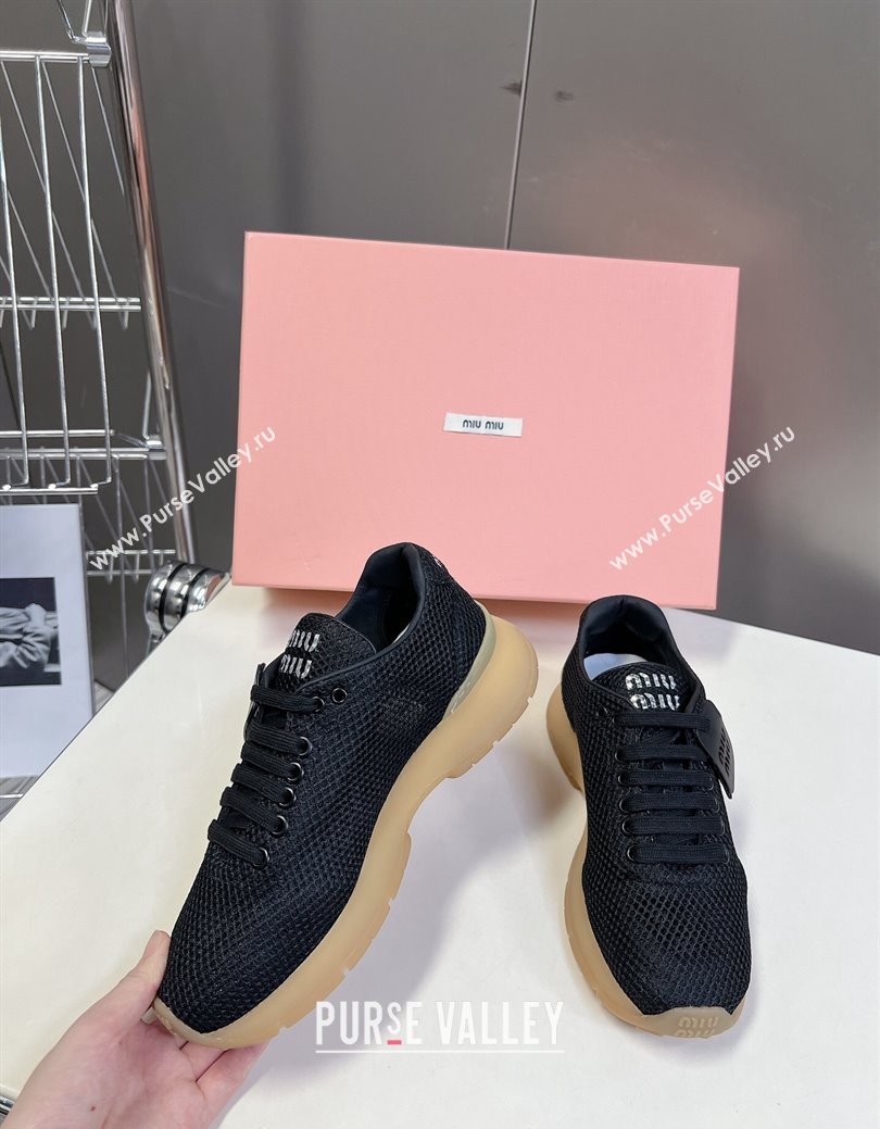 Miu Miu Mesh Sneakers with Logo Tag Black 2024 MM111406 (SS-241114051)