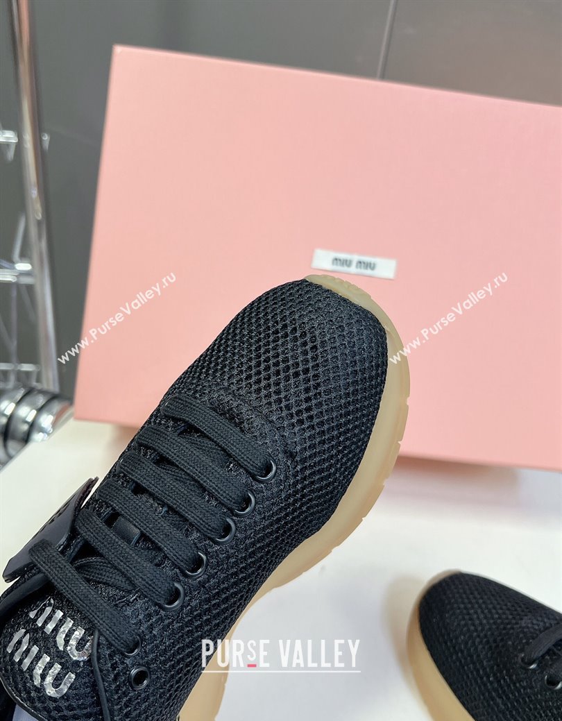 Miu Miu Mesh Sneakers with Logo Tag Black 2024 MM111406 (SS-241114051)