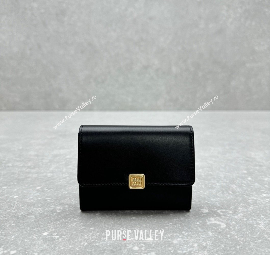 Miu Miu Leather Card Holder Wallet Black 2024 MIU004 (ningm-241214019)