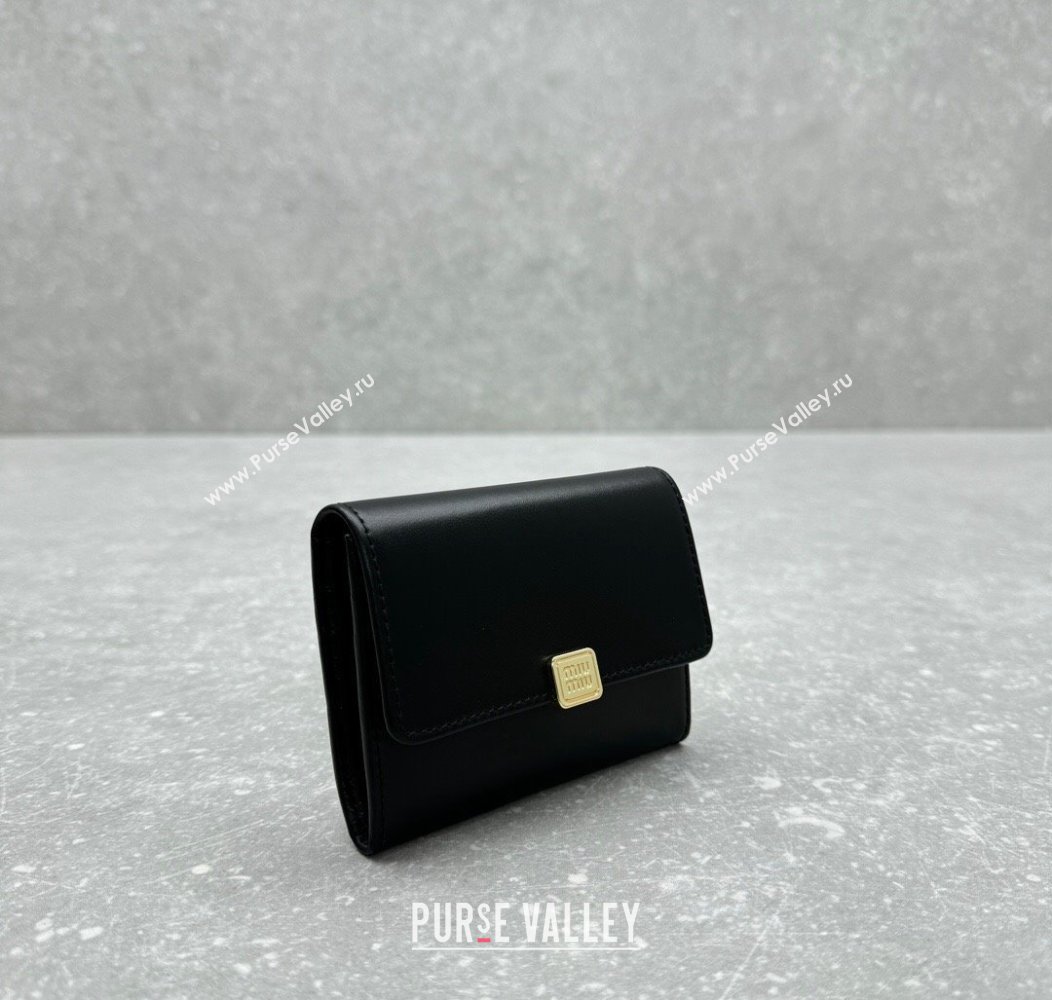 Miu Miu Leather Card Holder Wallet Black 2024 MIU004 (ningm-241214019)