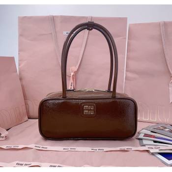 Miu Miu Beau naplak patent leather bag Palisander Brown 2024 5BB173 (JD-241214032)