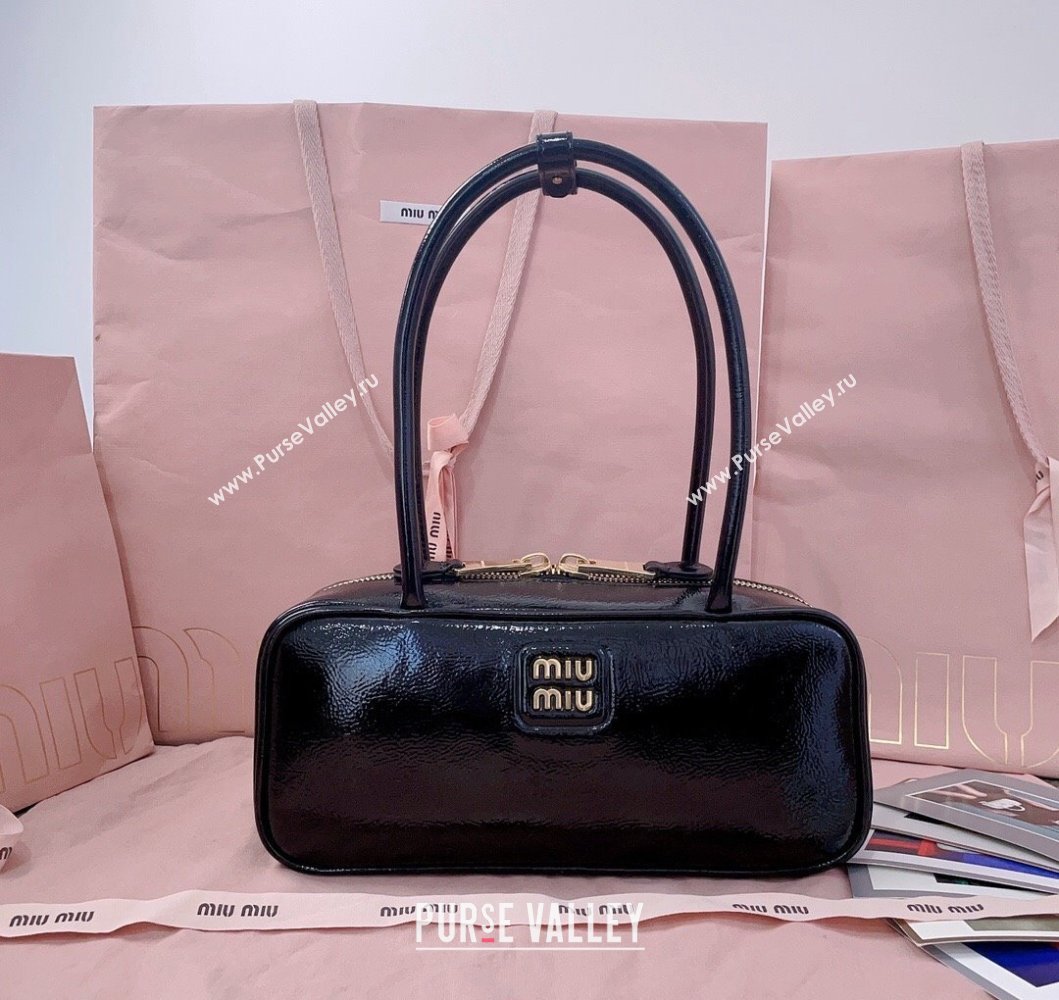 Miu Miu Beau naplak patent leather bag Black 2024 5BB173 (JD-241214033)