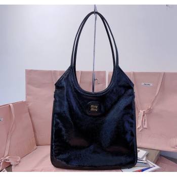 Miu Miu IVY naplak patent leather tote bag Black 2024 5BG231 (JD-241214039)