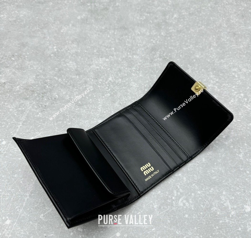 Miu Miu Leather Small Wallet Black 2024 MIU006 (ningm-241214021)