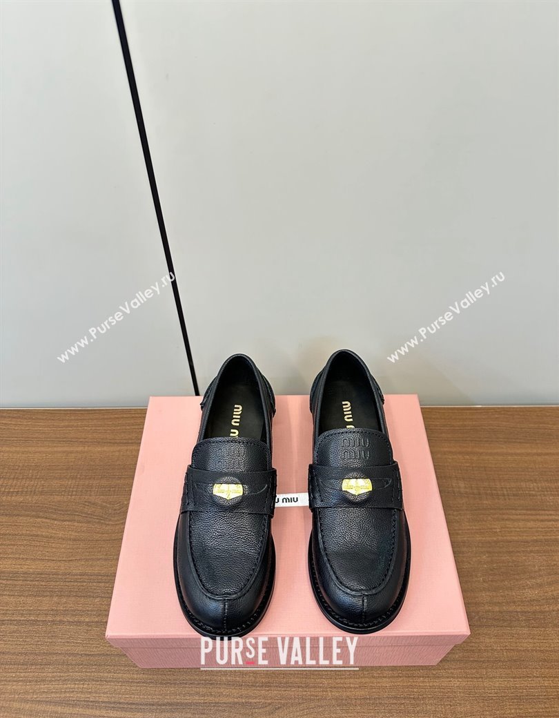 Miu Miu Leather Penny Loafers Black 2024 5D773D (MD-241228053)