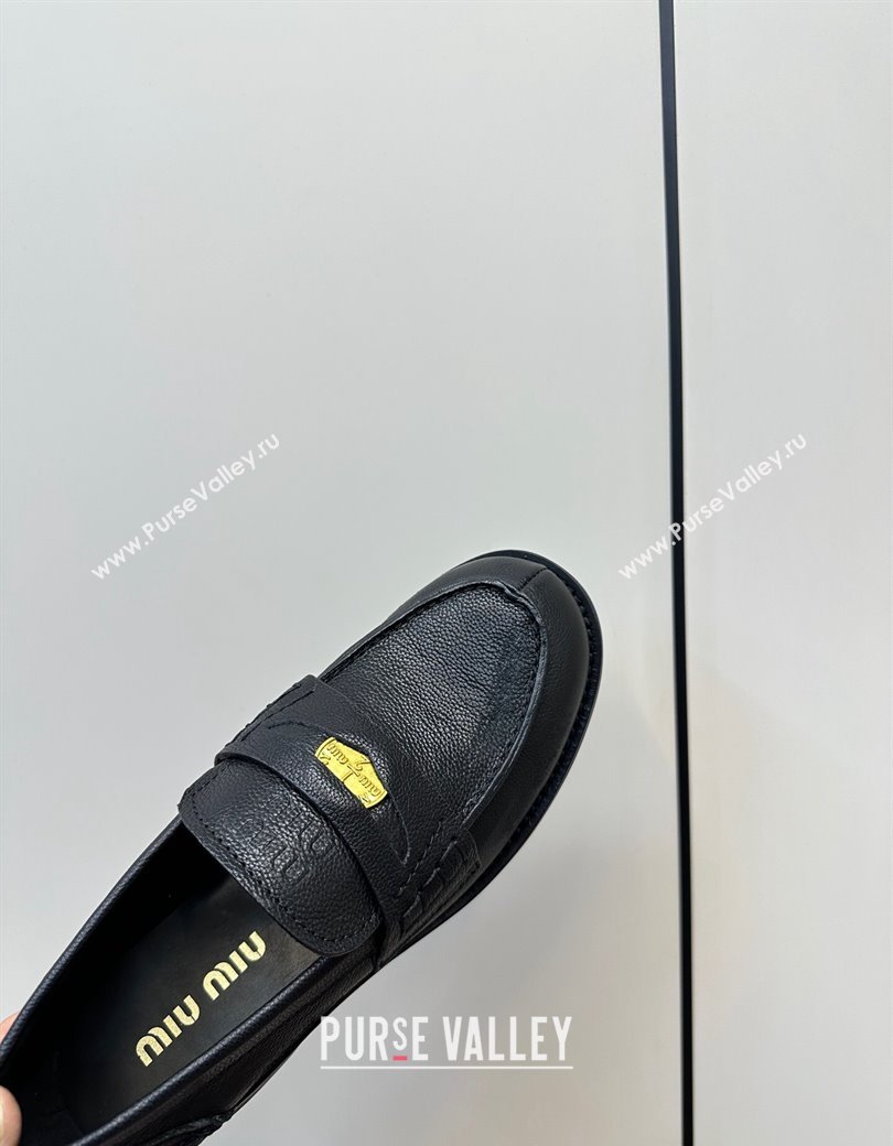 Miu Miu Leather Penny Loafers Black 2024 5D773D (MD-241228053)