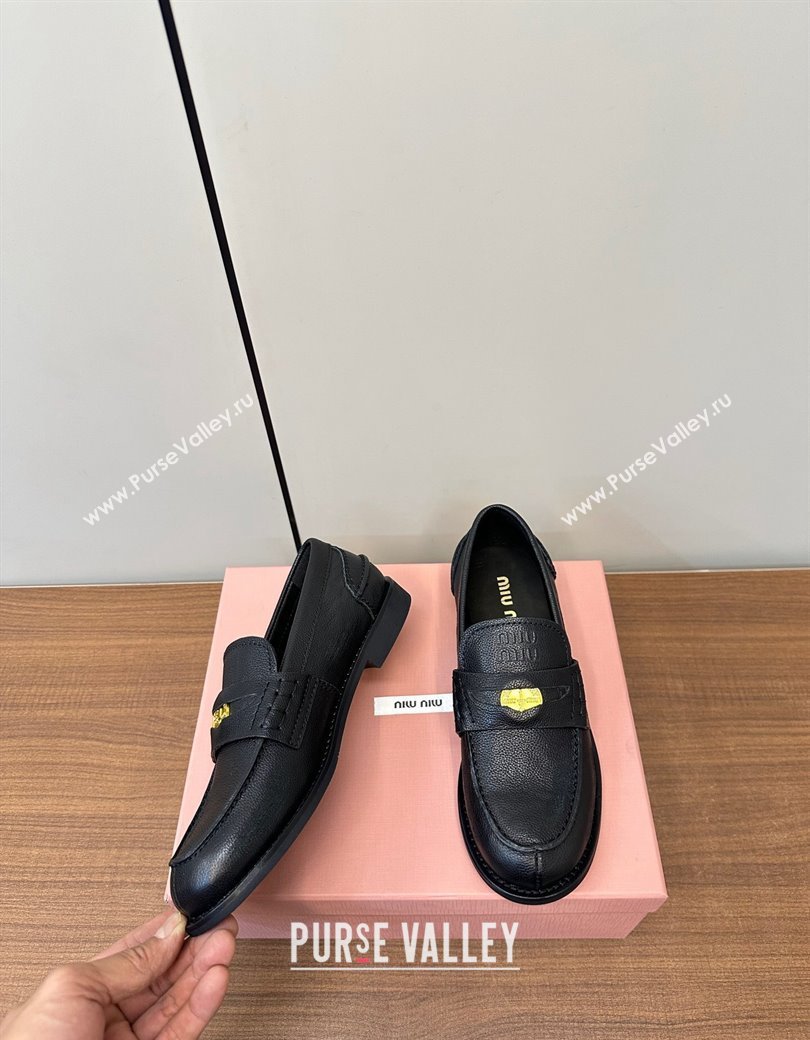 Miu Miu Leather Penny Loafers Black 2024 5D773D (MD-241228053)